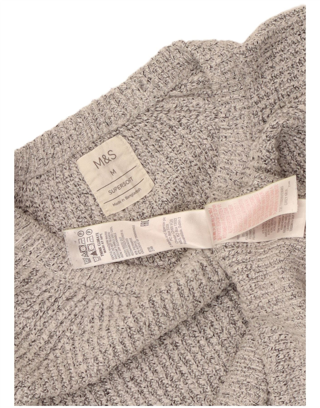 Marks & Spencer Herren-Pullover mit U-Boot-Ausschnitt, mittelgrau geflecktes Polyamid
