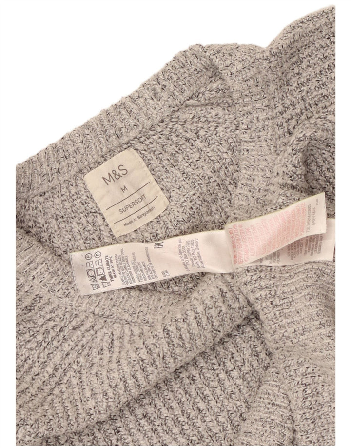 Marks & Spencer Herren-Pullover mit U-Boot-Ausschnitt, mittelgrau geflecktes Polyamid