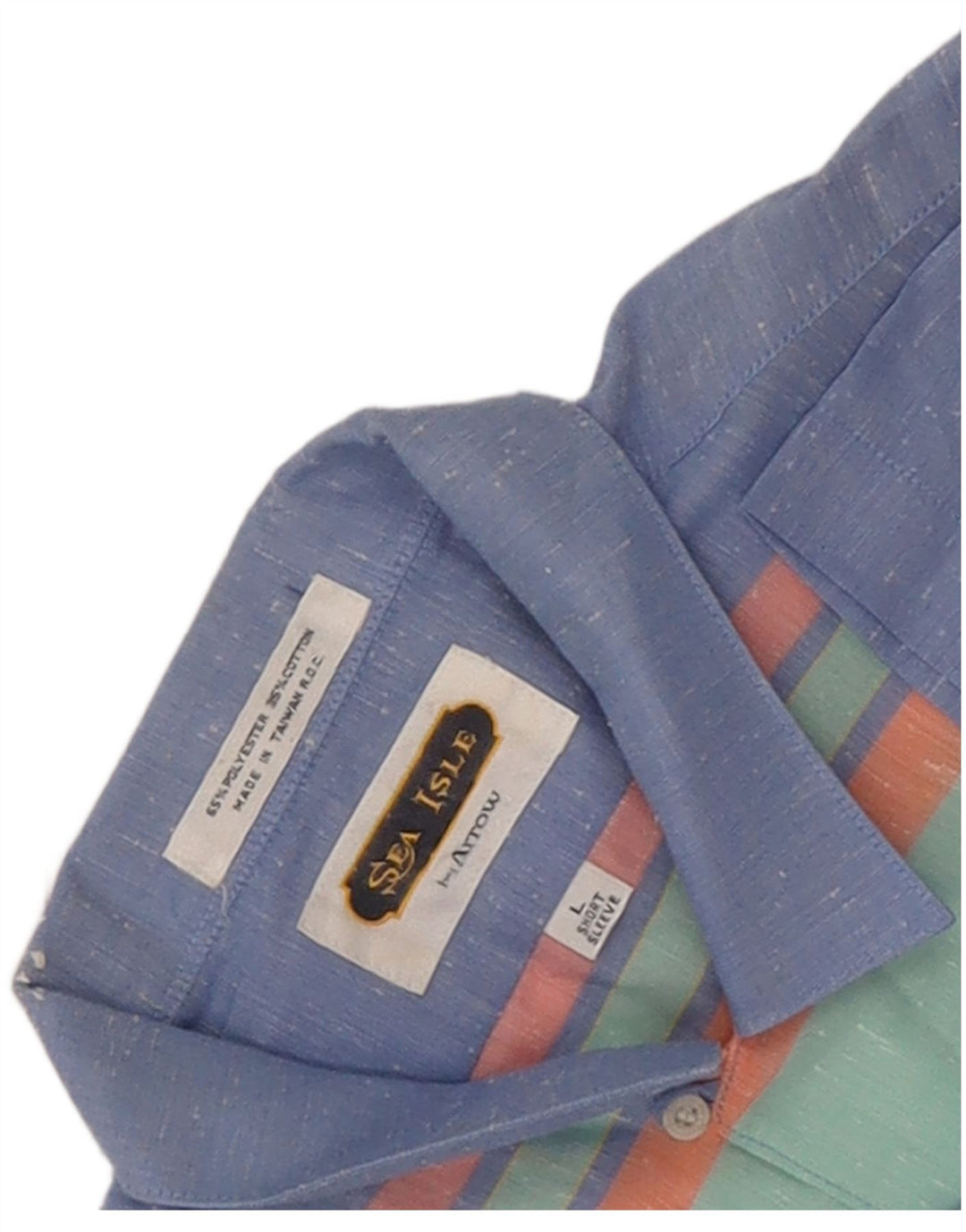 Arrow Herren-Kurzarmhemd, groß, blau gestreift, Polyester