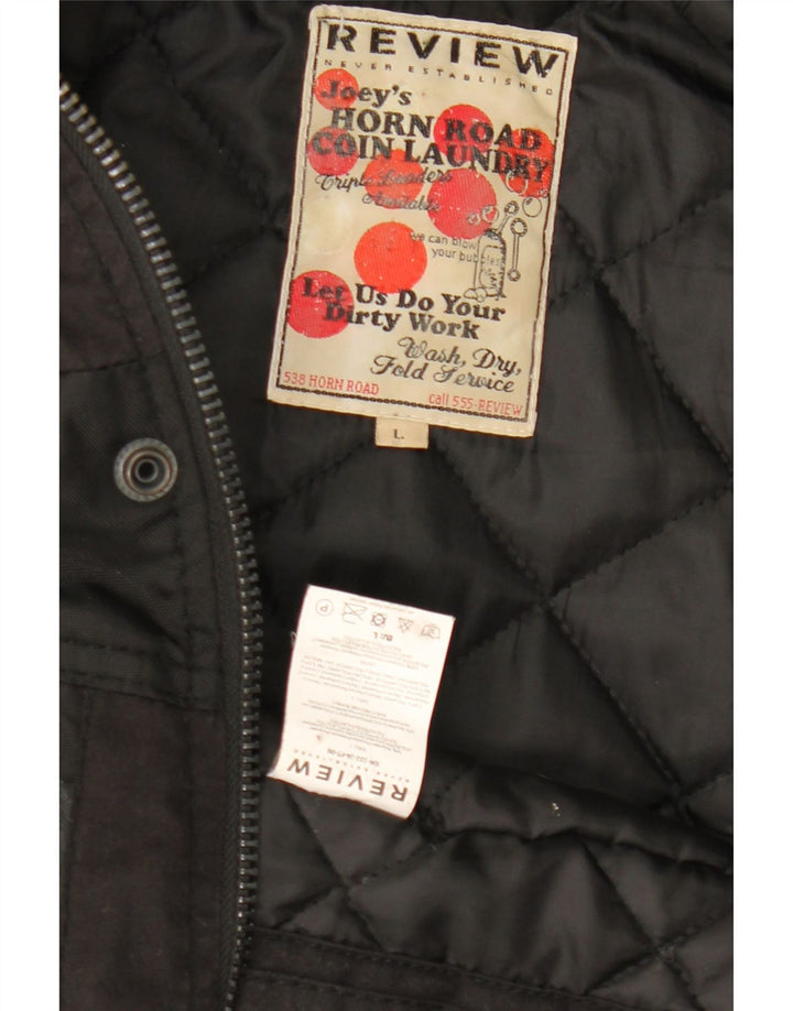 Überprüfen Sie Herren-Kapuzen-Utility-Jacke UK 40 Large Schwarz Polyester