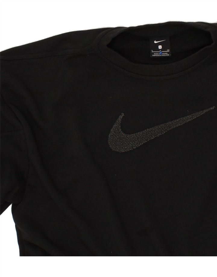 NIKE Womens Oversized Graphic Crop Sweatshirt Jumper UK 10 Small Black Vintage Nike and Second-Hand Nike from Messina Hembry 