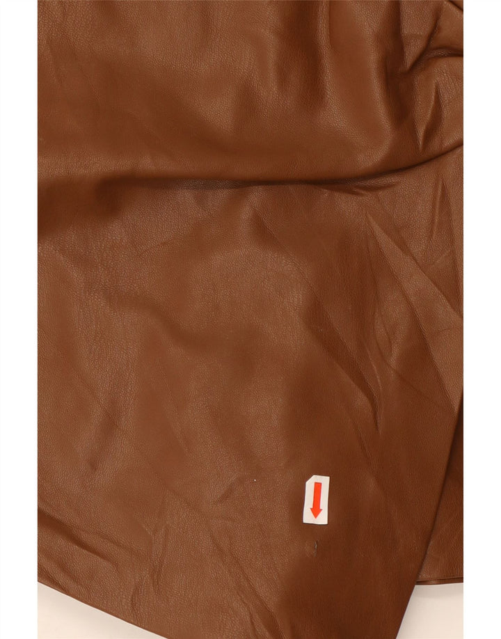 ZARA Damen-Shorts aus Kunstleder, XS, W25, braun, Polyester