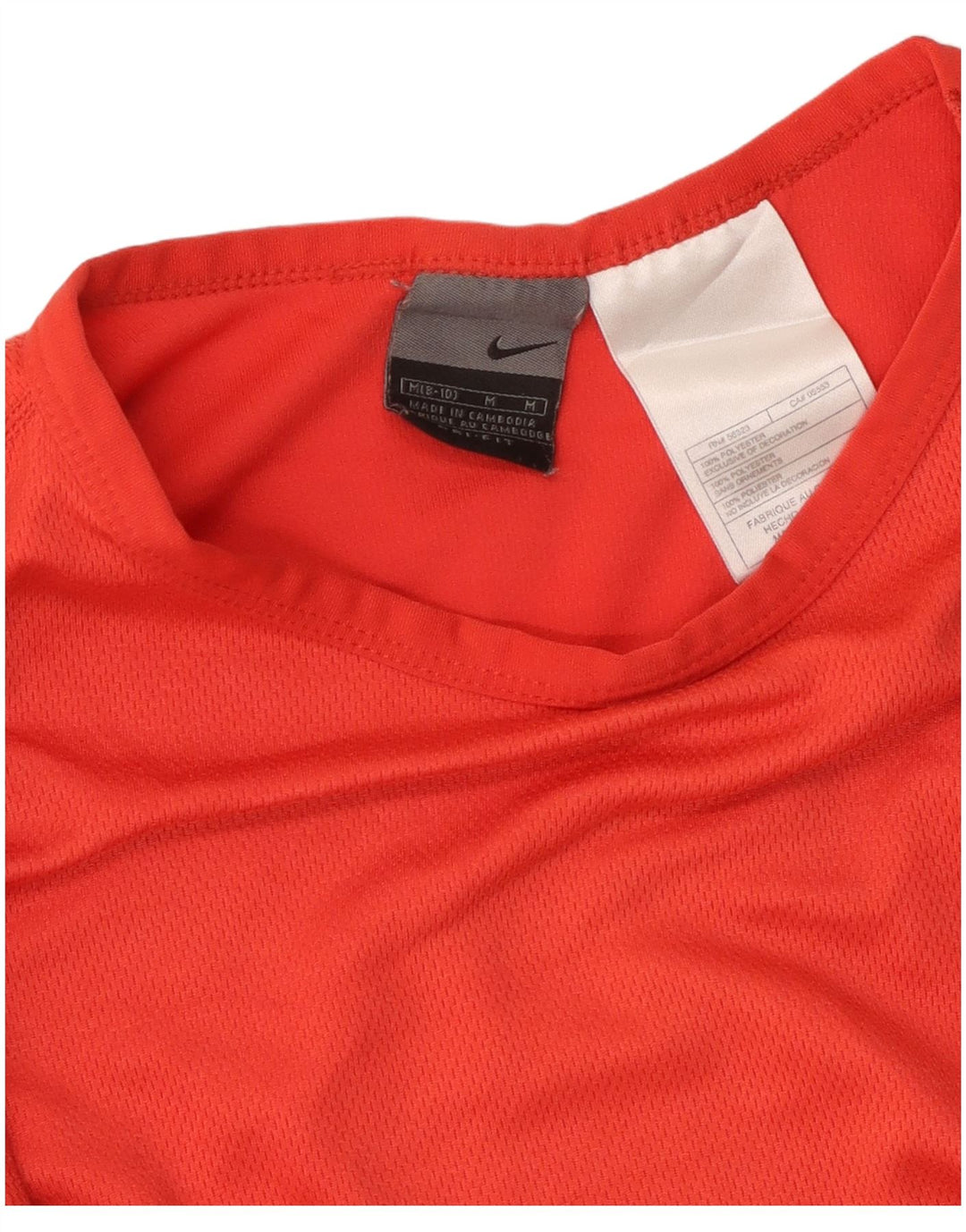 NIKE Damen Crop Top Langarm US 8/10 Mittelrotes Polyester