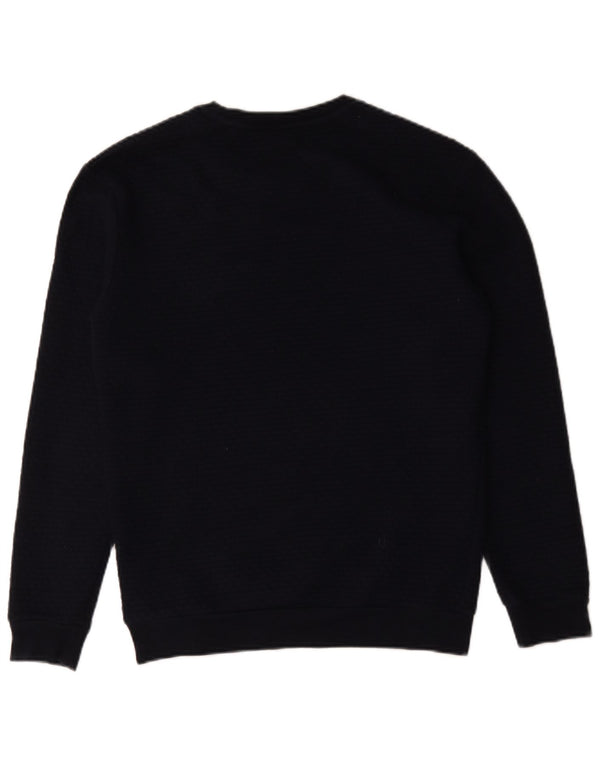 Zara Damen-Pullover mit U-Boot-Ausschnitt, UK 14, mittelmarineblaue Baumwolle
