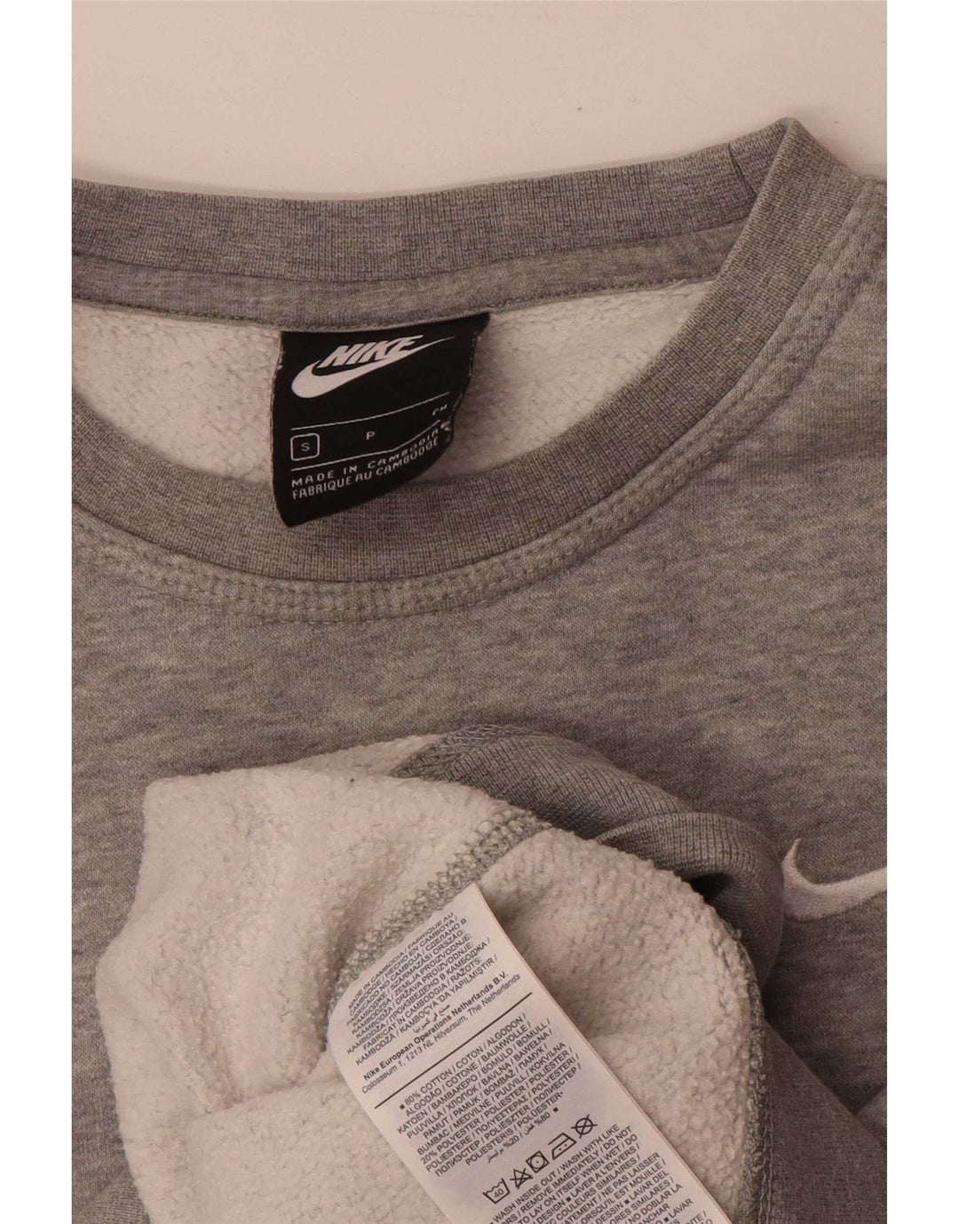 Nike Herren-Sweatshirt-Pullover, klein, grau gefleckte Baumwolle