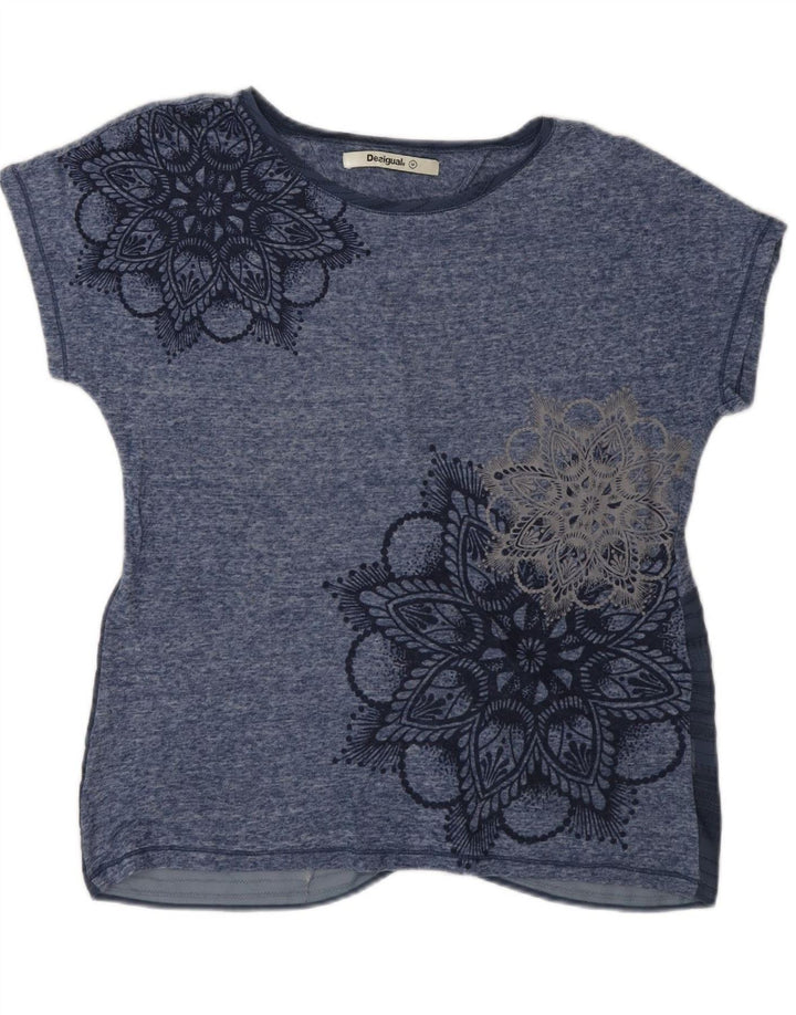 DESIGUAL Womens Blouse Top UK 14 Medium Blue Floral