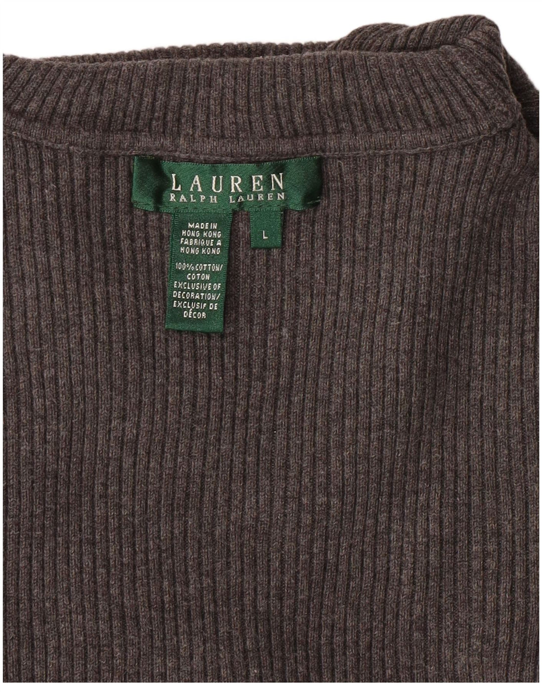 RALPH LAUREN Damen-Pullover mit Rollkragen, Gr. 14, Größe L, Grau, Baumwolle