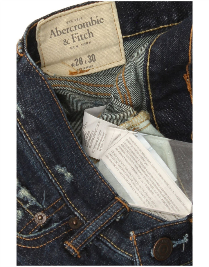 ABERCROMBIE & FITCH Herren Distressed Straight Jeans W28 L30 Marineblau