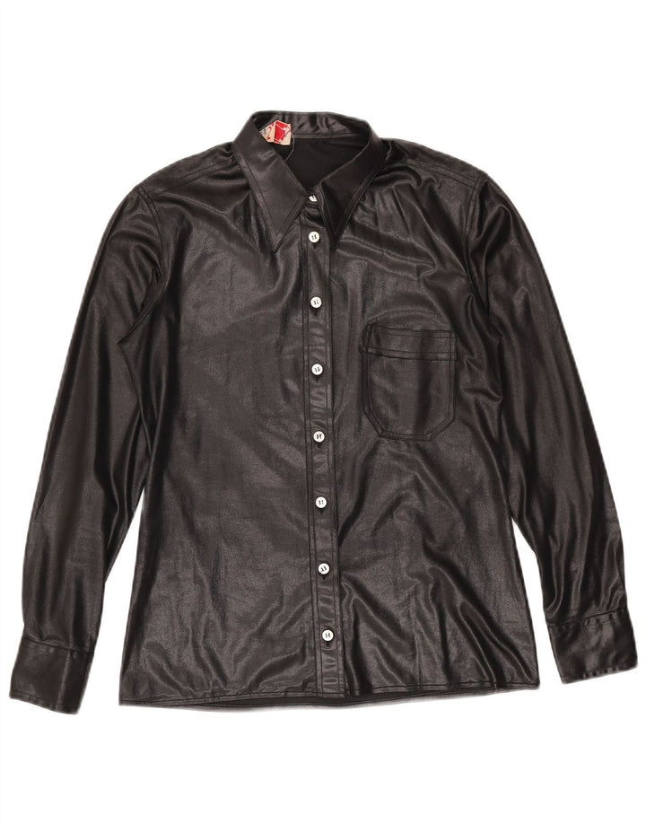 Fascino Damen Lederhemd IT 46 Large Schwarz