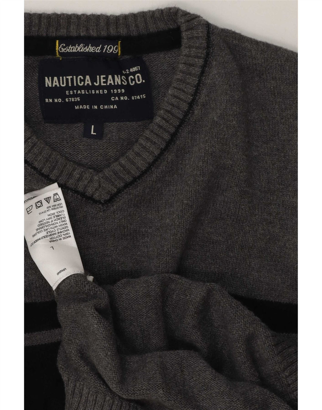 Nautica Herren-Pullover mit V-Ausschnitt, groß, graue Baumwolle
