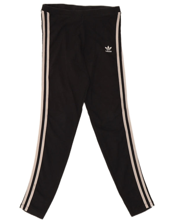 Adidas Damen Leggings UK 10 Small Schwarz Baumwolle