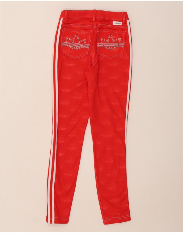 Adidas Damen Graphic Skinny Casual Hose UK 6 XS W24 L28 Rot geblümt