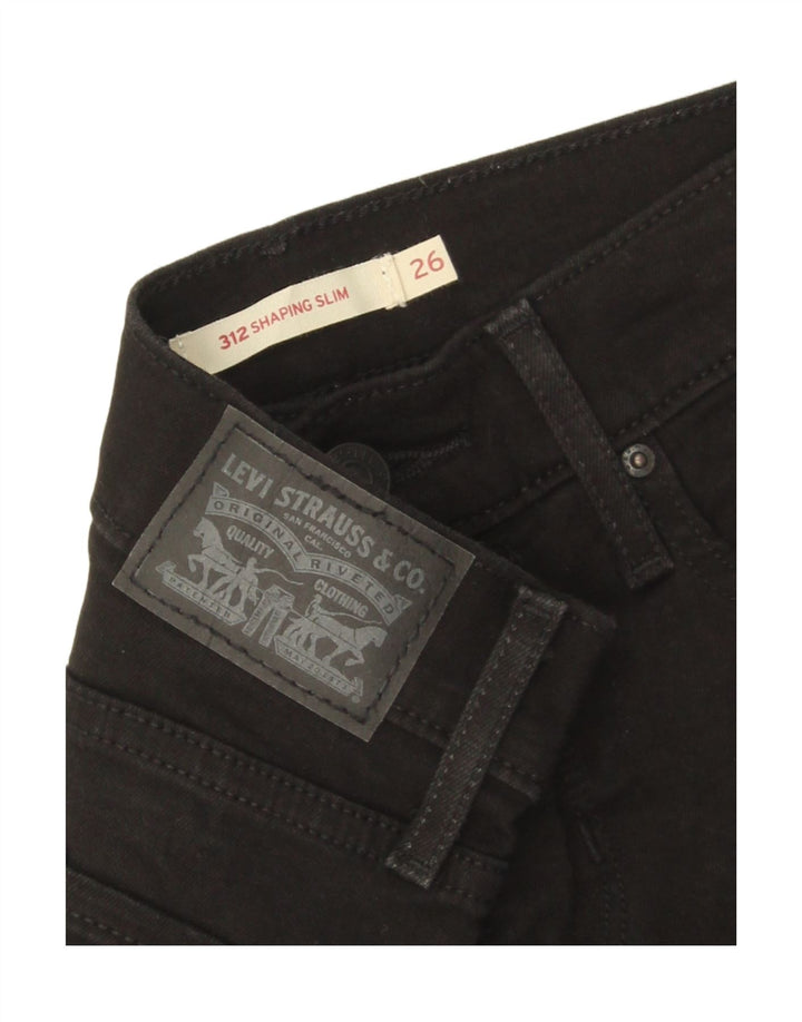 Levi's Damen 312 Shaping Slim Jeans W26 L30 Schwarze Baumwolle