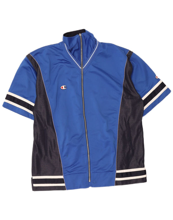 Champion Herren Graphic Kurzarm-Trainingsoberteil, Jacke, XL, Blau, Farbblock
