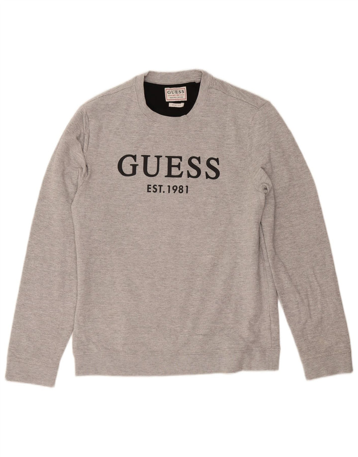 Guess Slim Fit Herren-Sweatshirt aus mittelgrauer Baumwolle