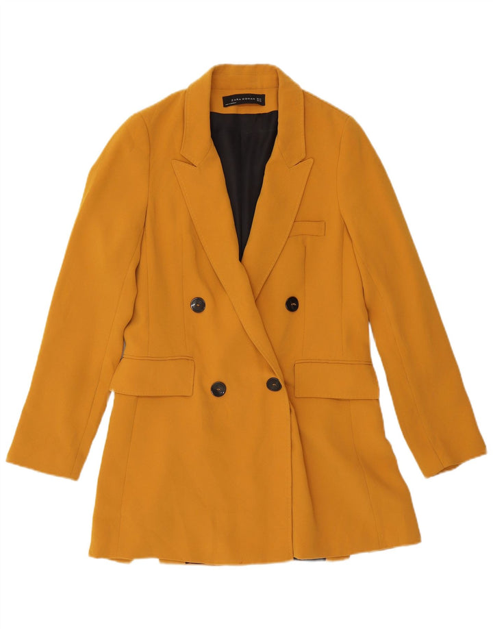 Zara Damen Übergroßer zweireihiger Mantel UK 6 XS Gelb Polyester