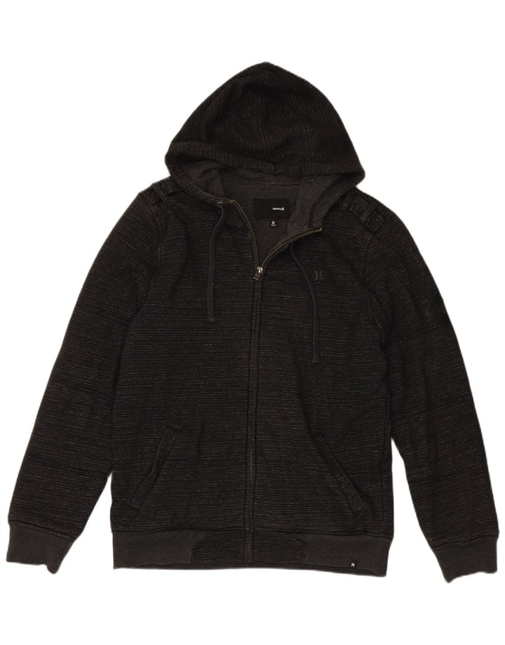 HURLEY Herren-Kapuzenpullover mit Reißverschluss, mittelschwarz, gestreift, Baumwolle