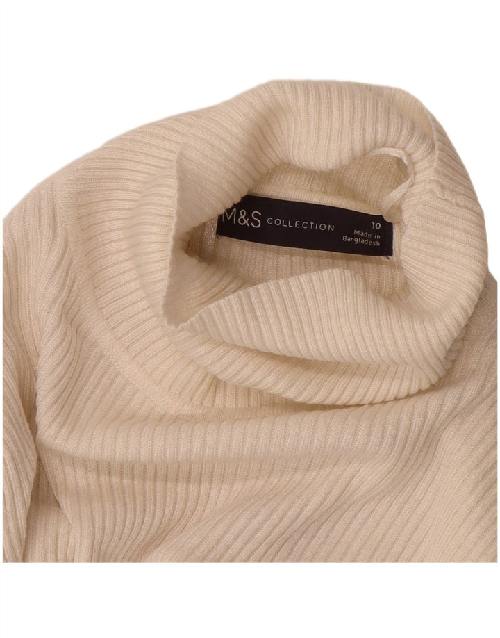 Marks & Spencer Rollkragenpullover für Damen, UK 10, Größe S, weiße Viskose