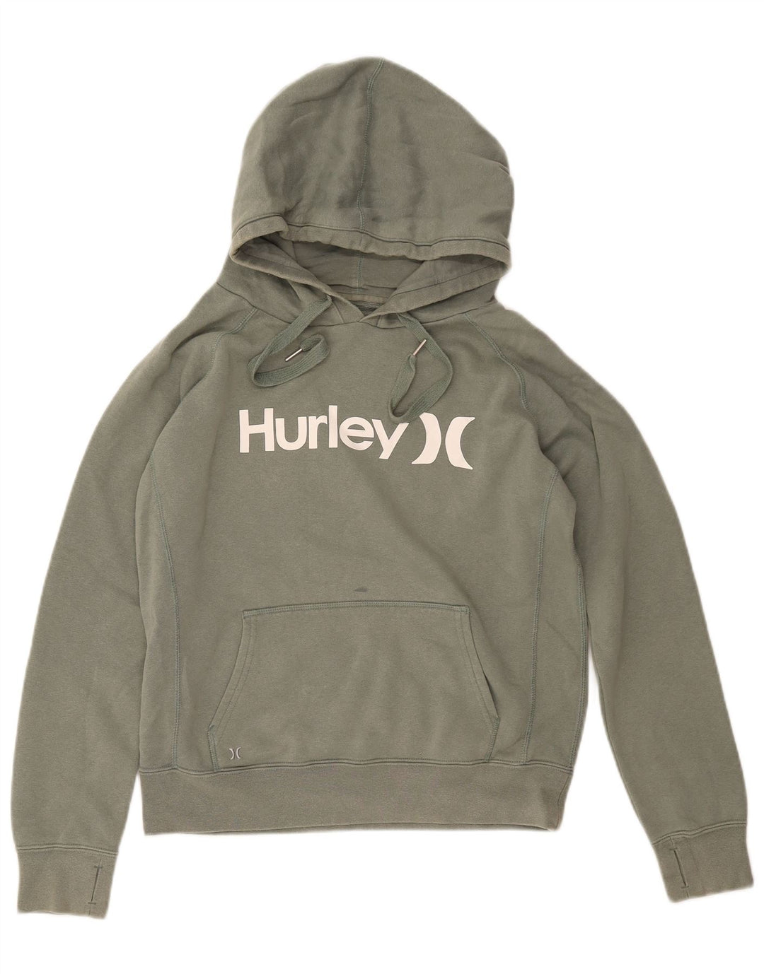 HURLEY Damen-Kapuzenpullover mit Grafik, UK 14, mittelgrüne Baumwolle