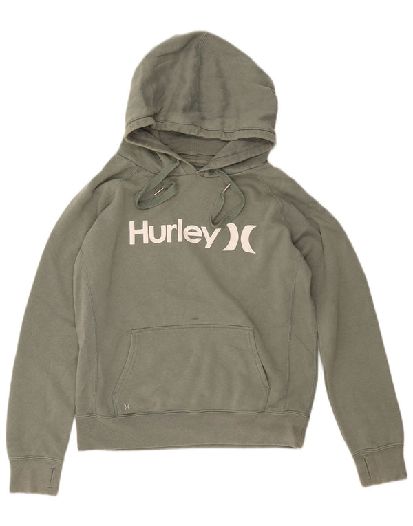 HURLEY Damen-Kapuzenpullover mit Grafik, UK 14, mittelgrüne Baumwolle