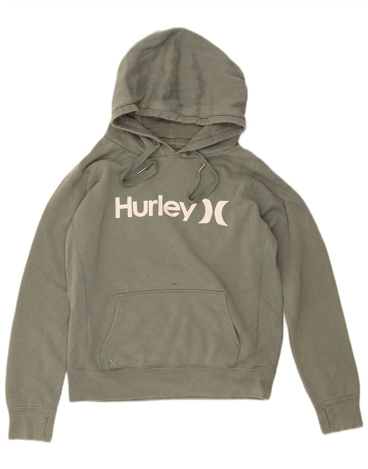 HURLEY Damen-Kapuzenpullover mit Grafik, UK 14, mittelgrüne Baumwolle