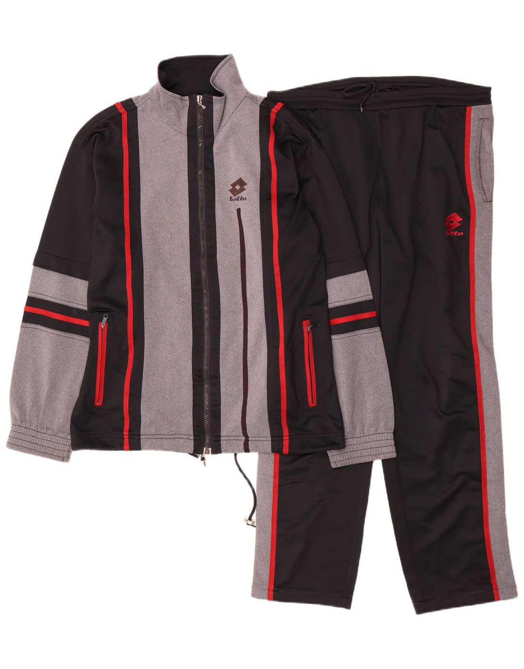 LOTTO Herren-Trainingsanzug mit Grafik, Größe S, Schwarz, Farbblock-Polyester