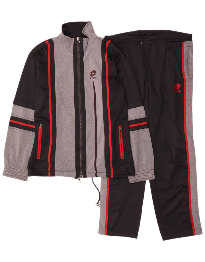 LOTTO Herren-Trainingsanzug mit Grafik, Größe S, Schwarz, Farbblock-Polyester