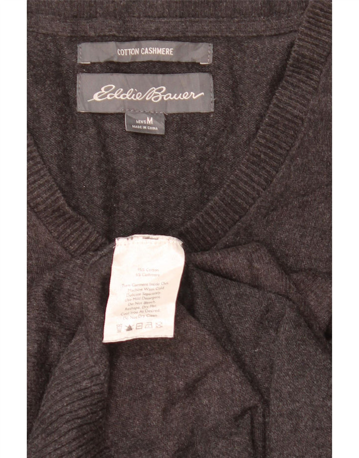 Eddie Bauer Herren-Pullover mit V-Ausschnitt, mittelgrau gefleckte Baumwolle