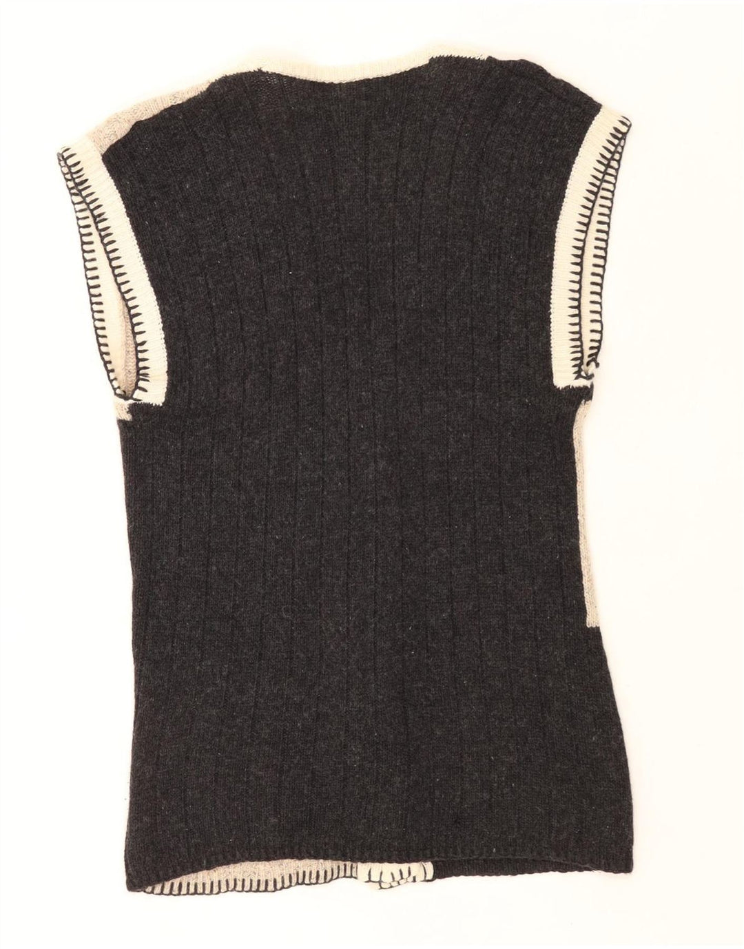 Astor Damen-Cardigan, ärmellos, UK 14, mittelgraue Colourblock-Wolle