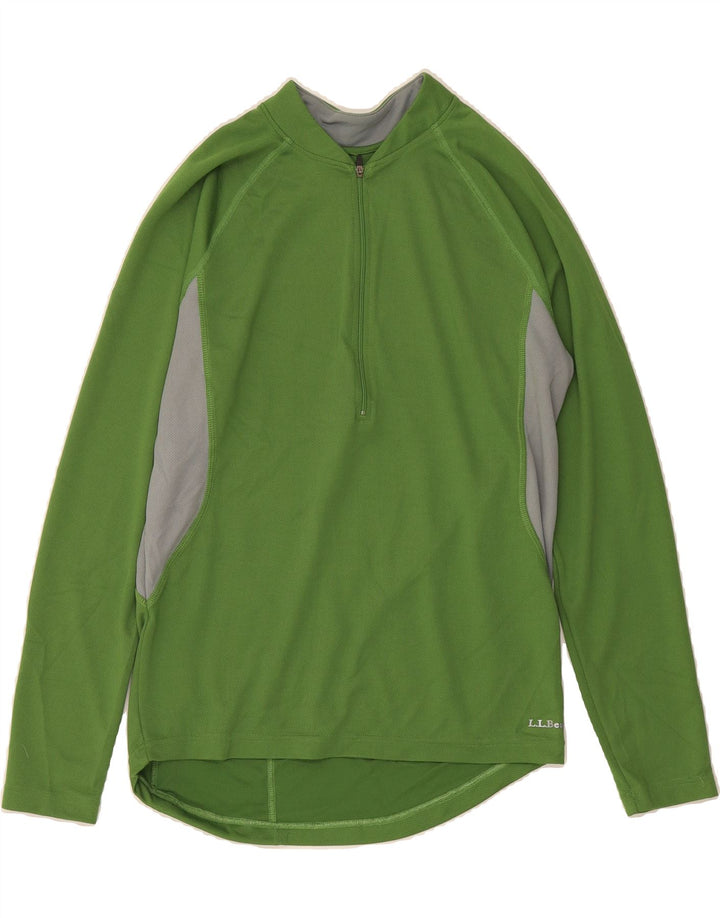 L.L.BEAN Mens Zip Neck Pullover Tracksuit Top Medium Green Colourblock Vintage L.L.Bean and Second-Hand L.L.Bean from Messina Hembry 