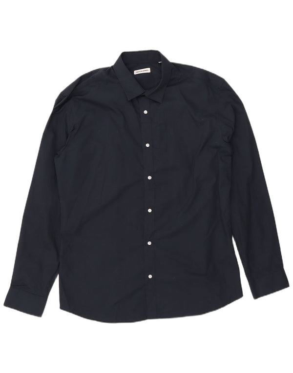 JACK & JONES Mens Shirt XL Navy Blue Polyester