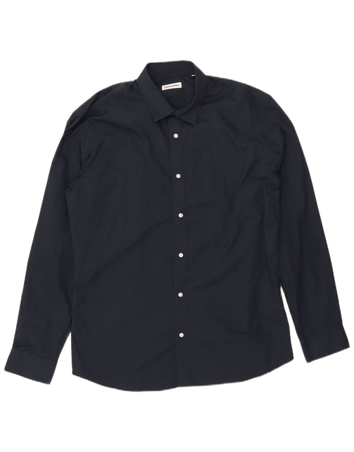 JACK & JONES Herrenhemd XL Marineblau Polyester