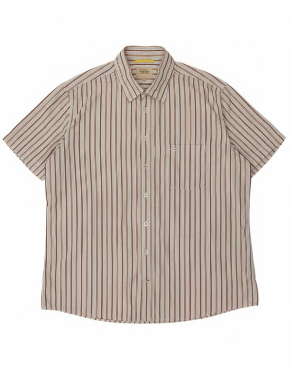 Camel Active Herren Kurzarmhemd XL Blau gestreift aus Baumwolle