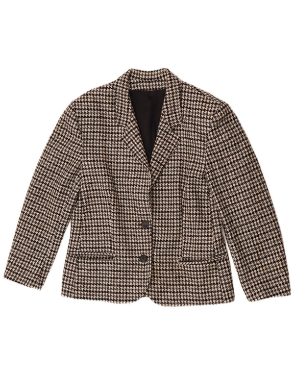 Vintage Damen 2-Knopf-Blazerjacke IT 44 Mittelgrauer Hahnentritt