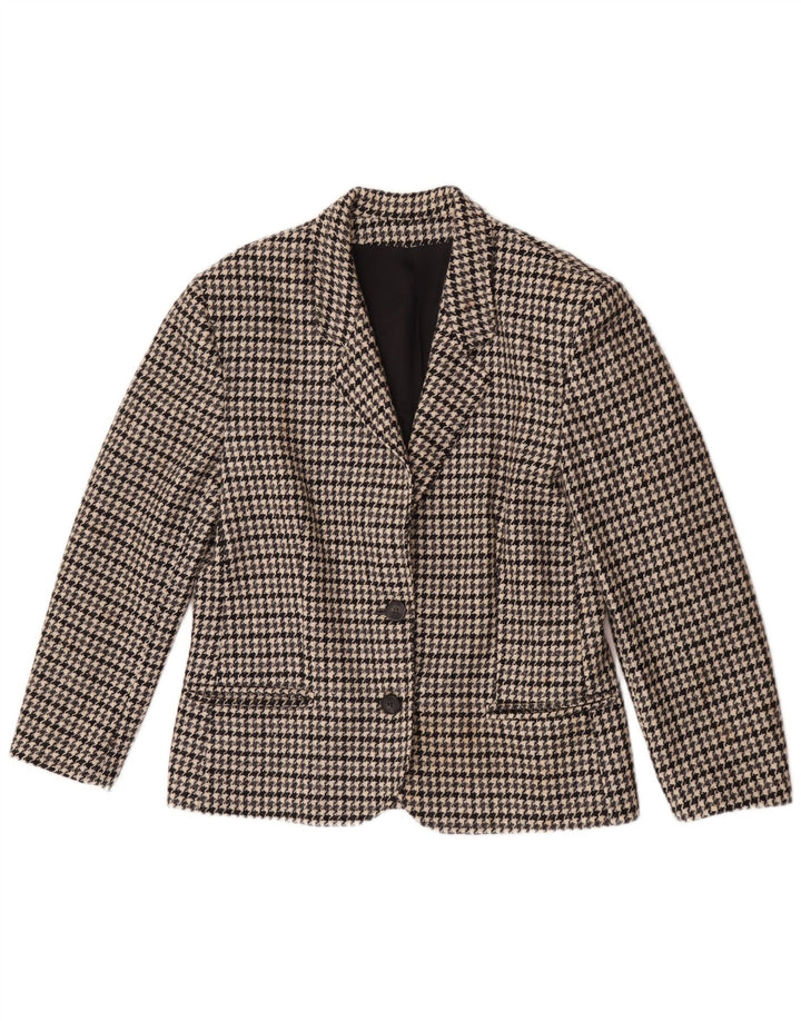 Vintage Damen 2-Knopf-Blazerjacke IT 44 Mittelgrauer Hahnentritt