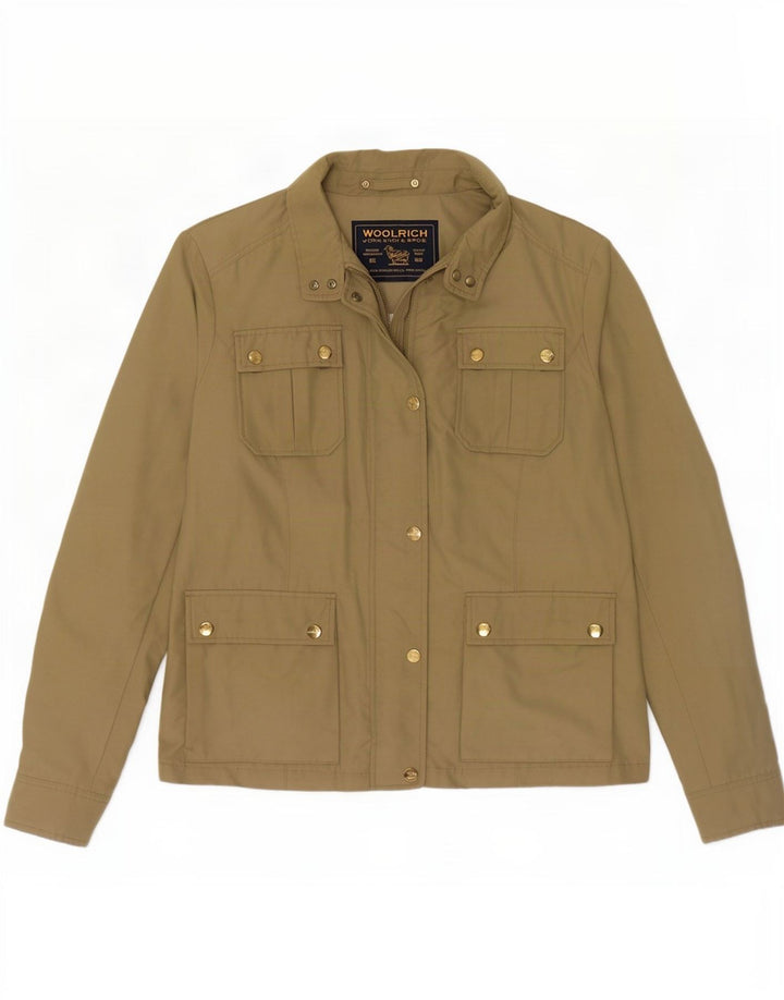 Woolrich Womens Utility Jacke UK 14 Medium Khaki Baumwolle