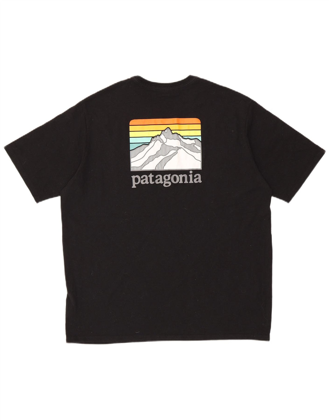 PATAGONIA Herren-T-Shirt mit normaler Passform, Grafik, Größe L, Schwarz, Baumwolle