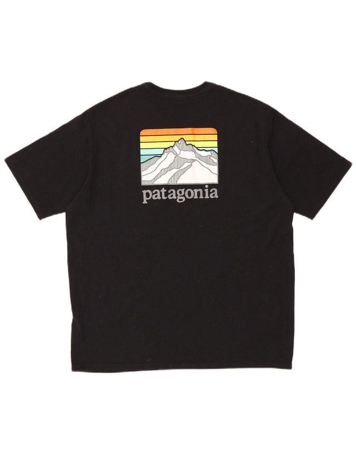 PATAGONIA Herren-T-Shirt mit normaler Passform, Grafik, Größe L, Schwarz, Baumwolle