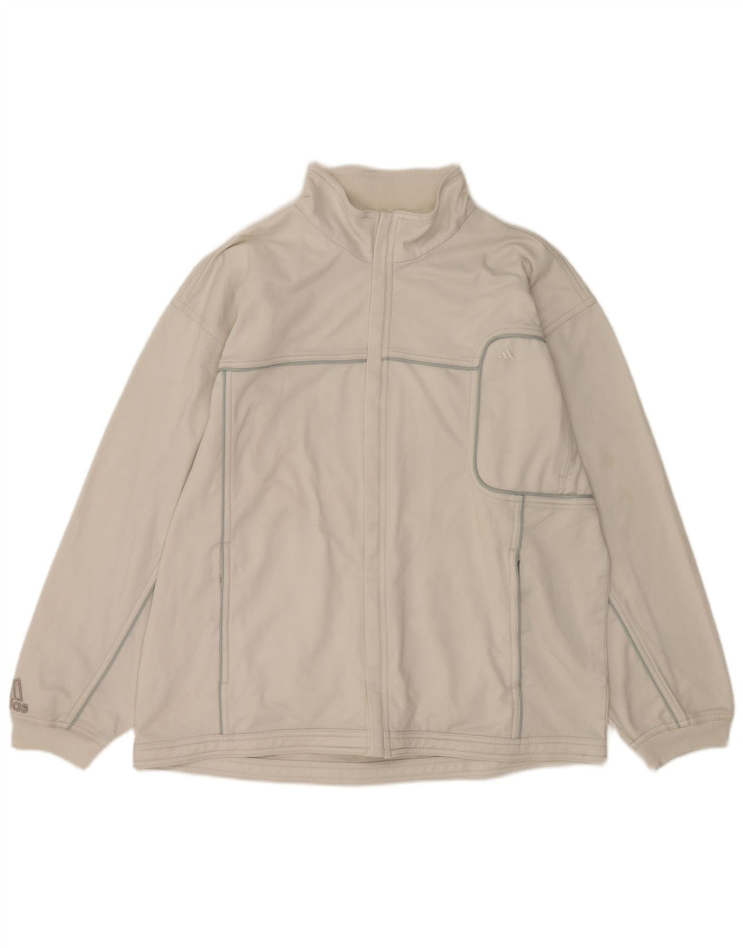 ADIDAS Herren-Trainingsanzug, Top-Jacke, UK 42/44, großes weißes Polyester