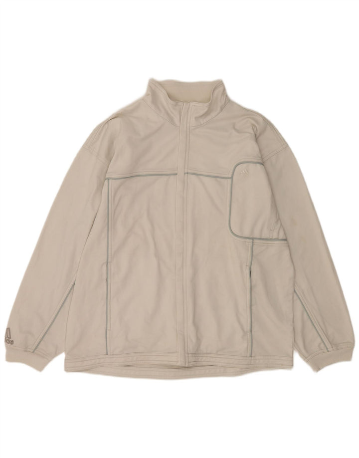 ADIDAS Herren-Trainingsanzug, Top-Jacke, UK 42/44, großes weißes Polyester