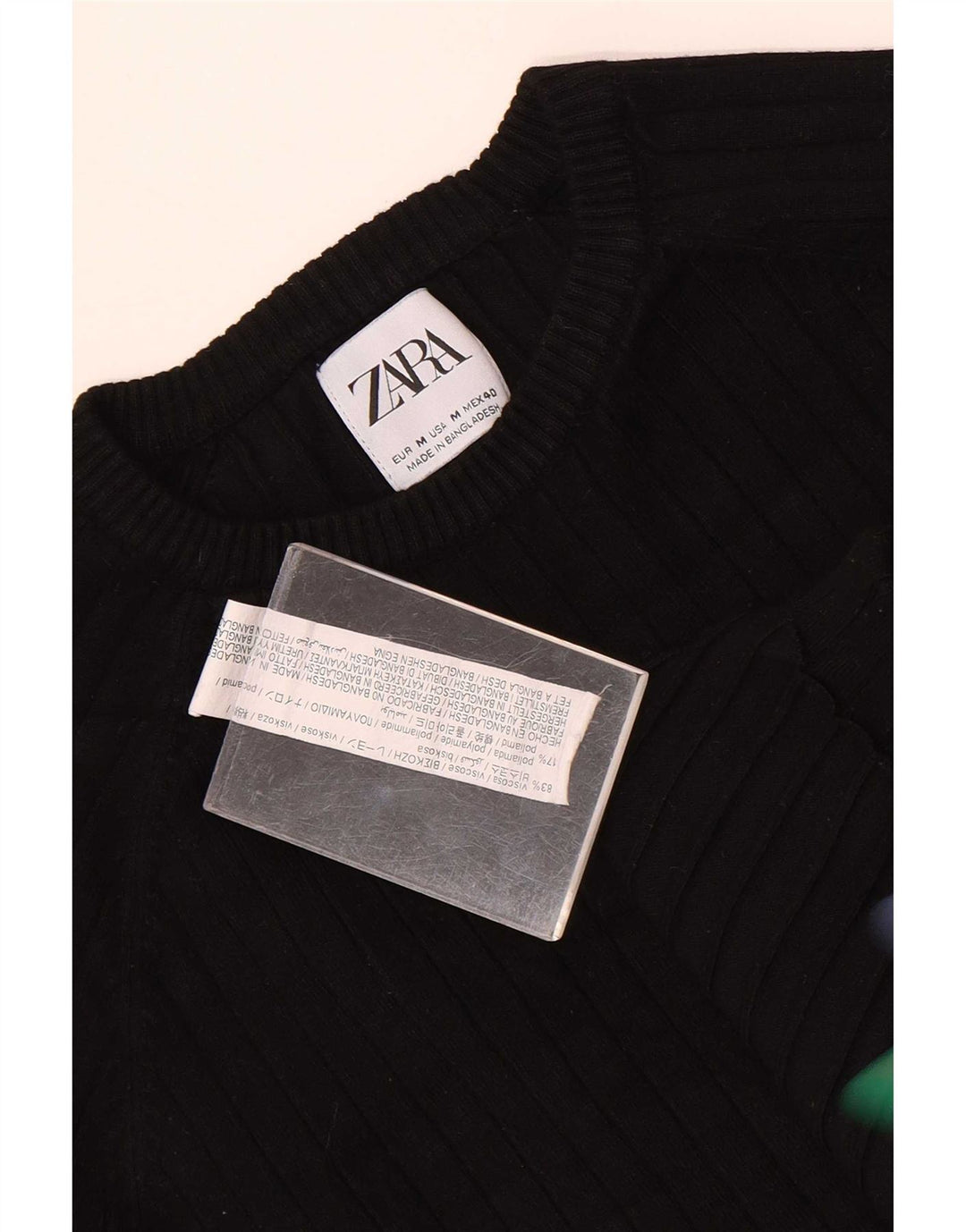 Zara Herren-Pullover mit Rundhalsausschnitt, mittlere schwarze Viskose