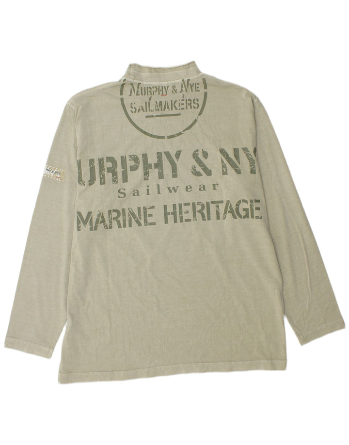 Murphy & Nye Herren Marine Heritage Graphic Top Langarm 2XL Khaki Baumwolle