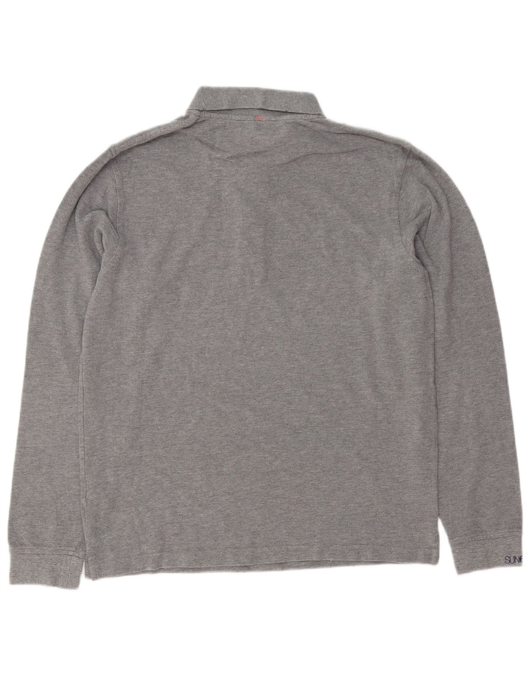 Sun68 Herren-Langarm-Poloshirt, groß, graue Baumwolle