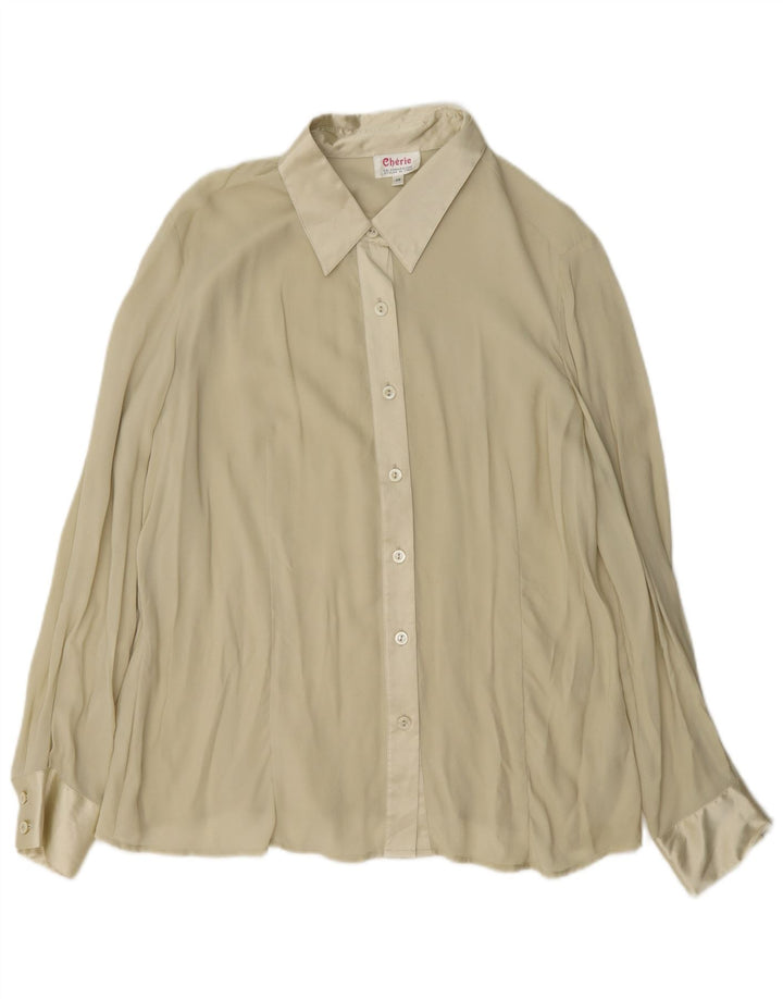 Cherie Damen Hemdbluse IT 48 XL Beige Seide