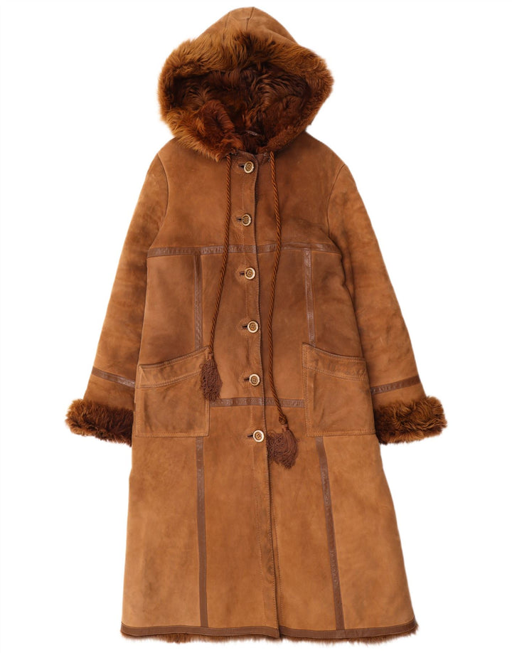 Vintage Damen Lammfellmantel UK 14 Mittelbraun