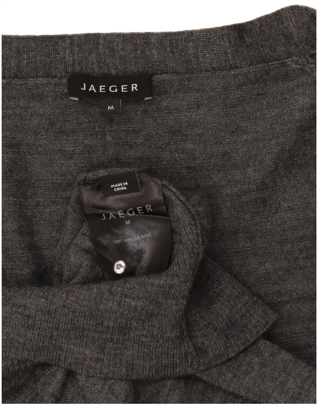 Jaeger Damen-Strickjacke mit 3/4-Ärmeln, UK-Größe 12, mittelgrau gefleckte Wolle