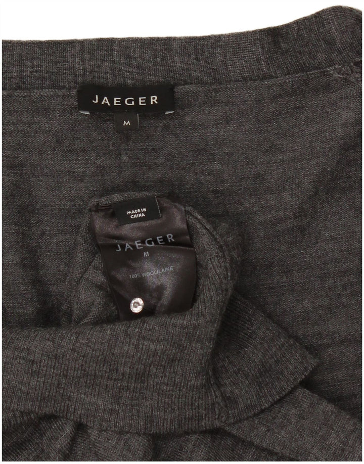 Jaeger Damen-Strickjacke mit 3/4-Ärmeln, UK-Größe 12, mittelgrau gefleckte Wolle
