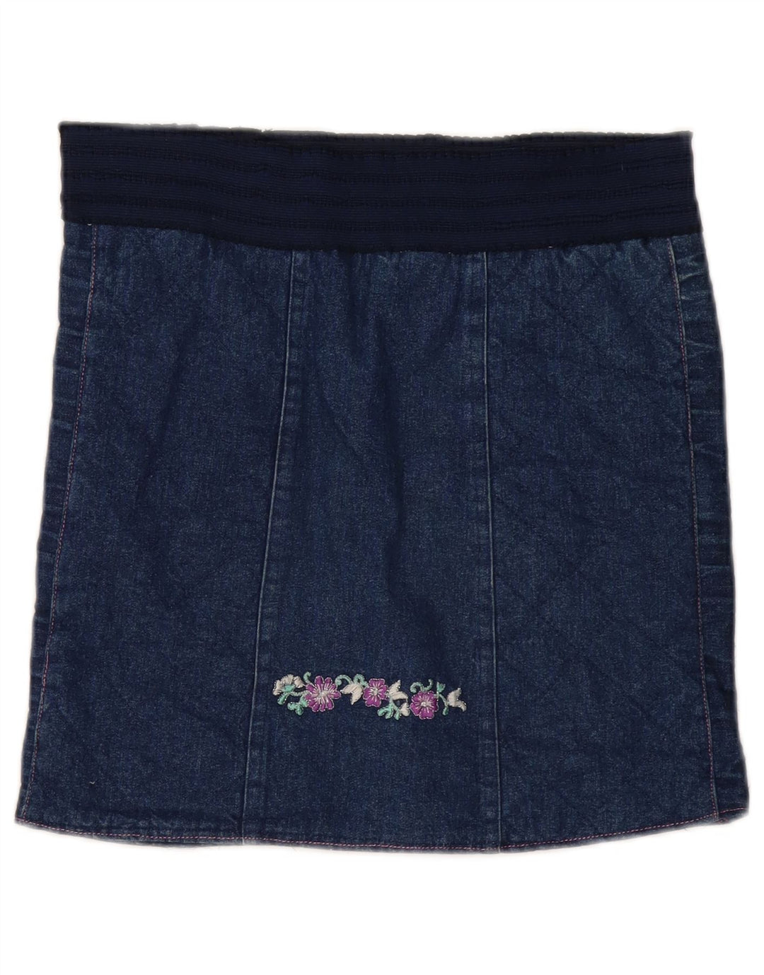 Vintage Damen Jeansrock W30 Mittel Marineblau Blumen