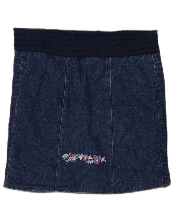 Vintage Damen Jeansrock W30 Mittel Marineblau Blumen