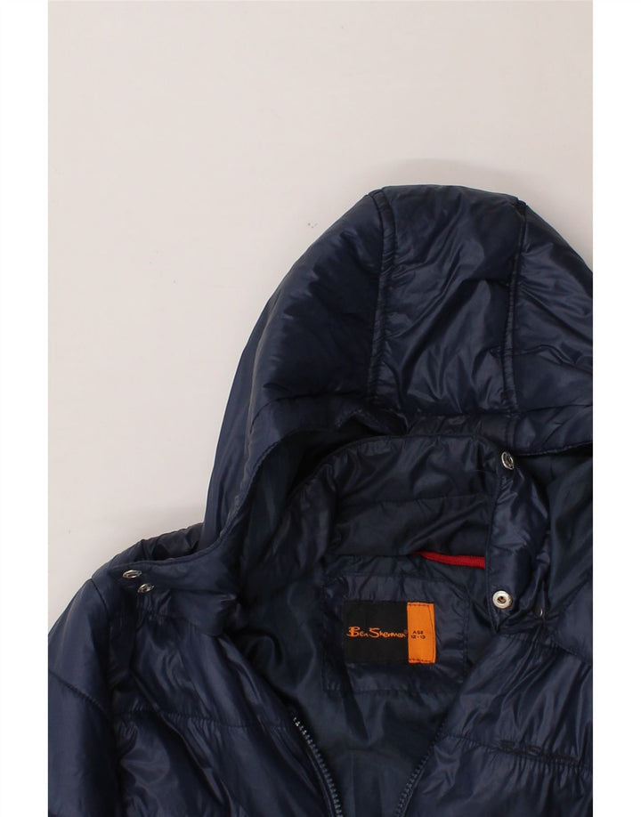 BEN SHERMAN Boys Hooded Padded Jacket 12-13 Years Navy Blue Nylon Vintage Ben Sherman and Second-Hand Ben Sherman from Messina Hembry 